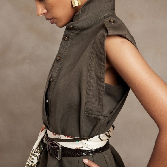 Banana Republic Utility Mini Dress Deep Brown XS - Picture 2 of 4